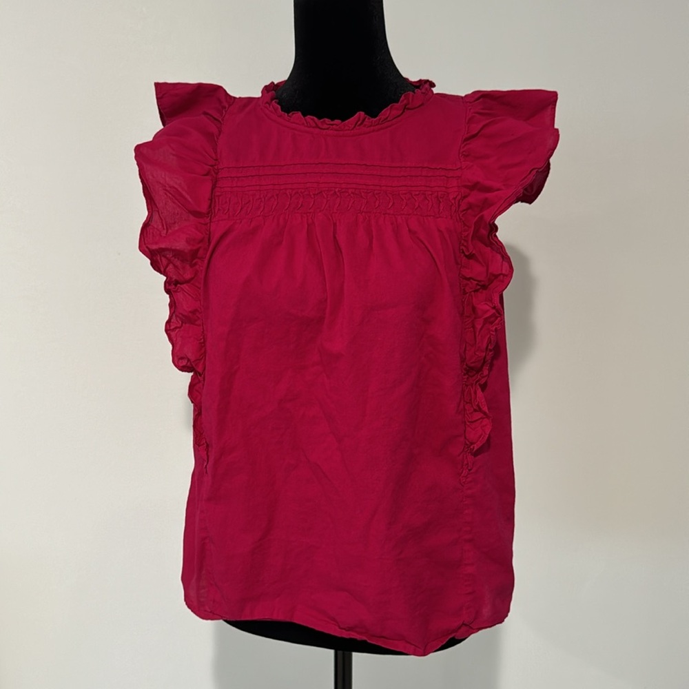LOFT Pintucked Ruffle Shell (Size XS) - Picture 3 of 12
